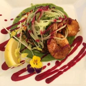 Gluten-free shrimp and zoodles from Green Peas Casual Food